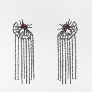 Zara SPIDER RHINESTONE EARRINGS ANTHRACITE GREY